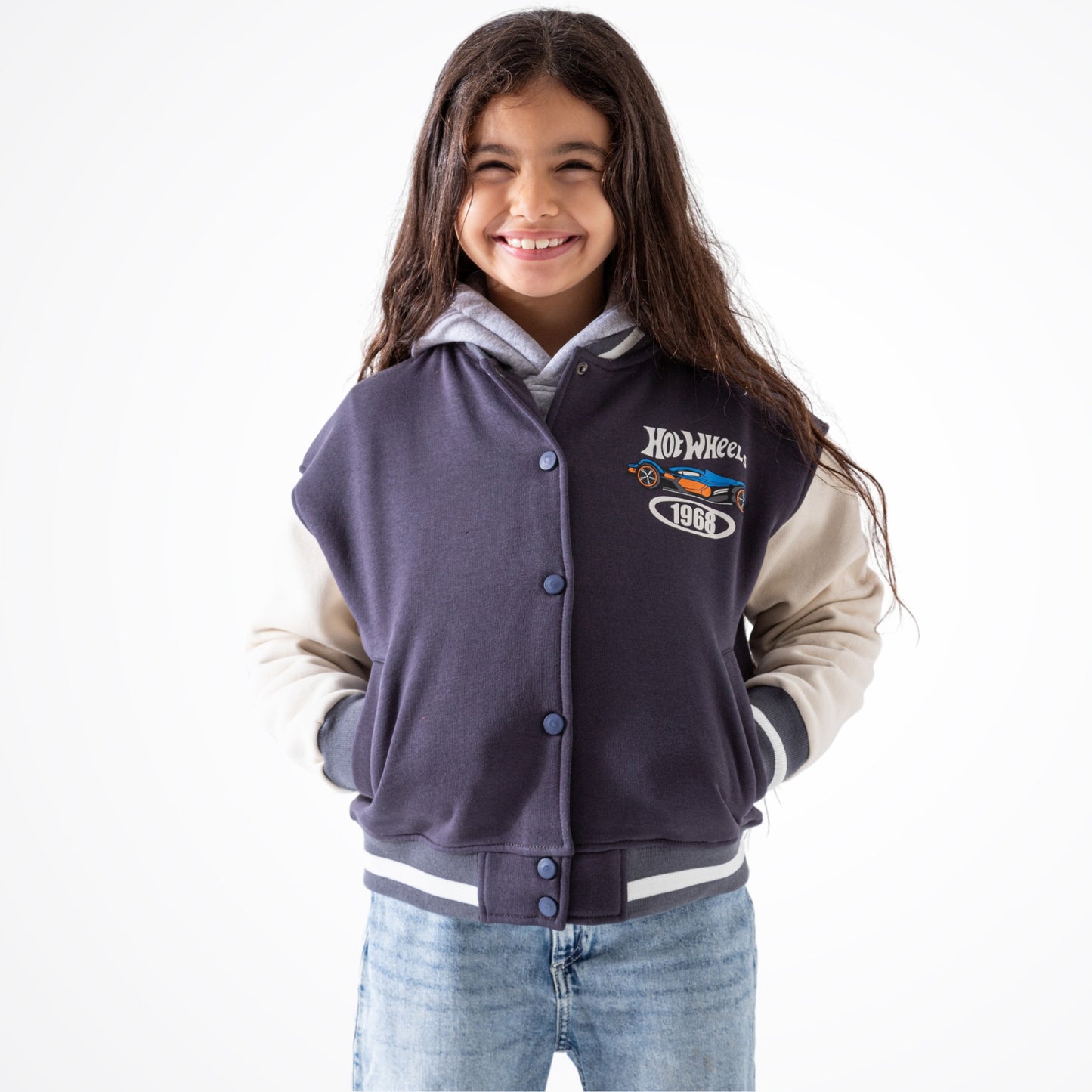 Hot Wheels Grey Cotton Baseball Jacket