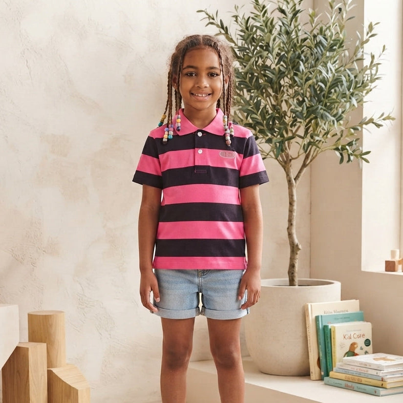 Striped Colorful Short-Sleeved Cotton T-Shirt