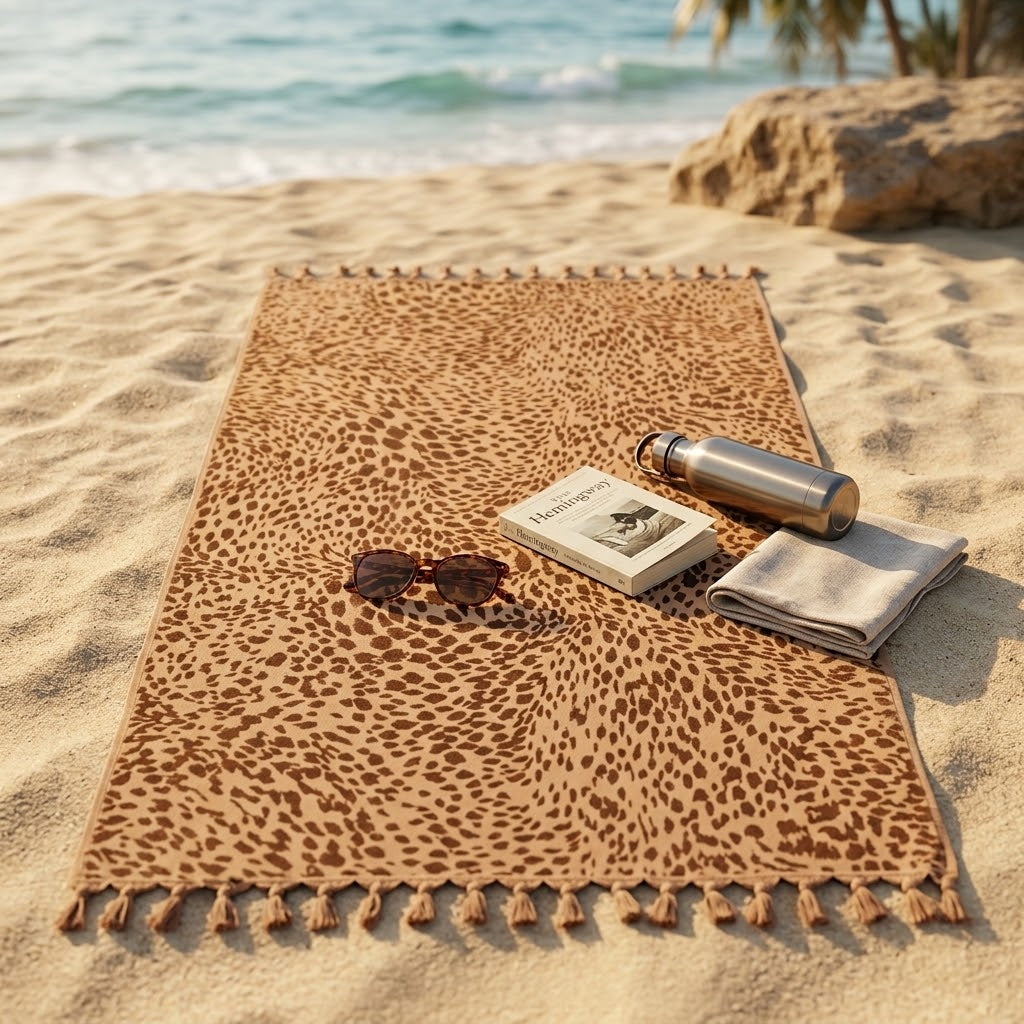 Leopard Pattern Cotton Beach Mat