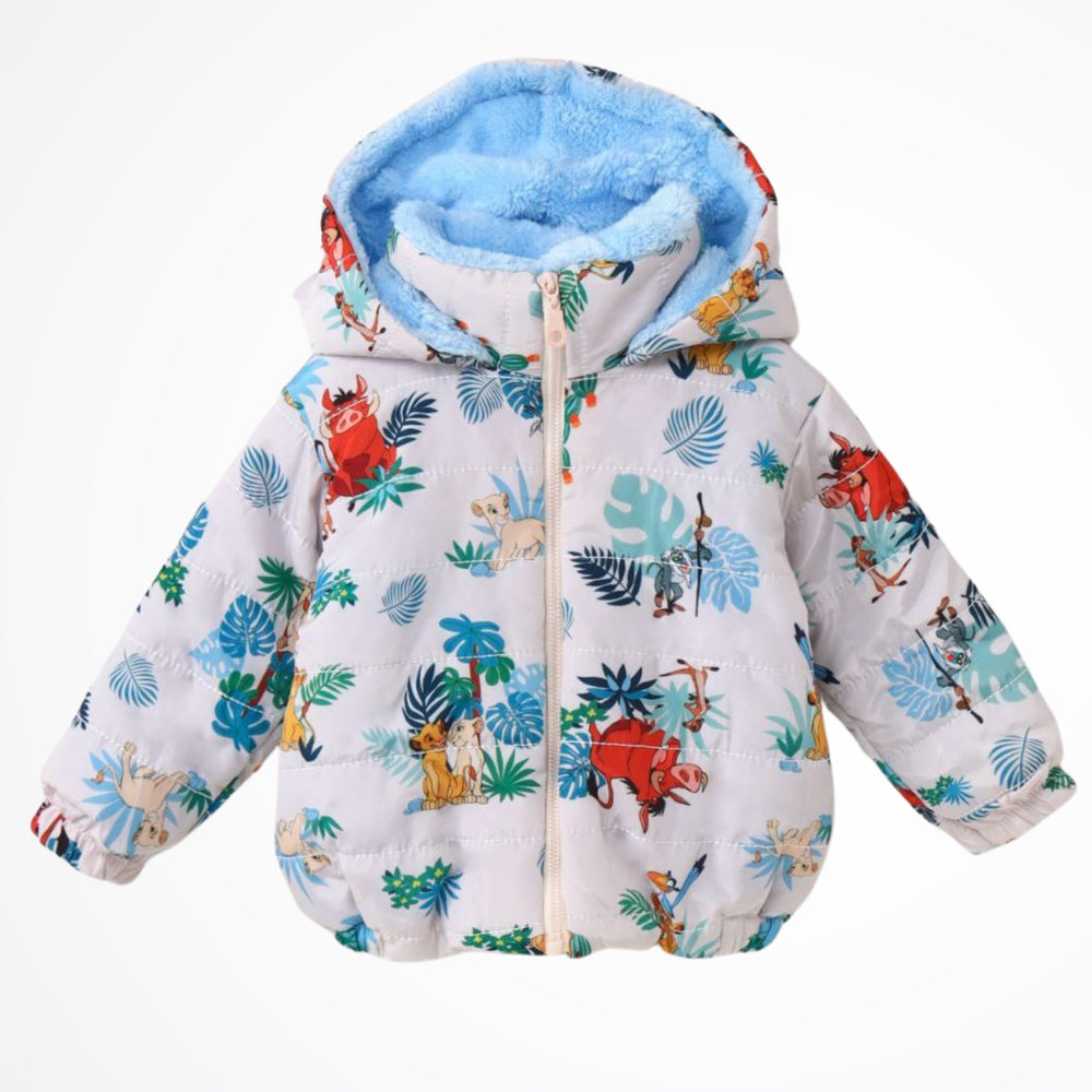 Timon & Pumbaa Off White/Light Blue Lined Puffer Jacket