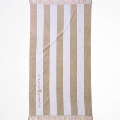 Greenwich Polo Club Striped Beige Cotton Beach Towel