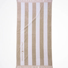 Greenwich Polo Club Striped Beige Cotton Beach Towel