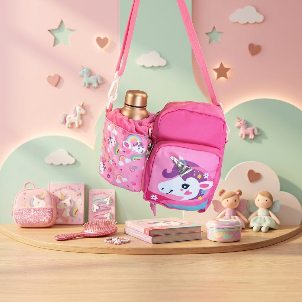 Unicorn Crossbody Bag With Dedicated Bottle Holder