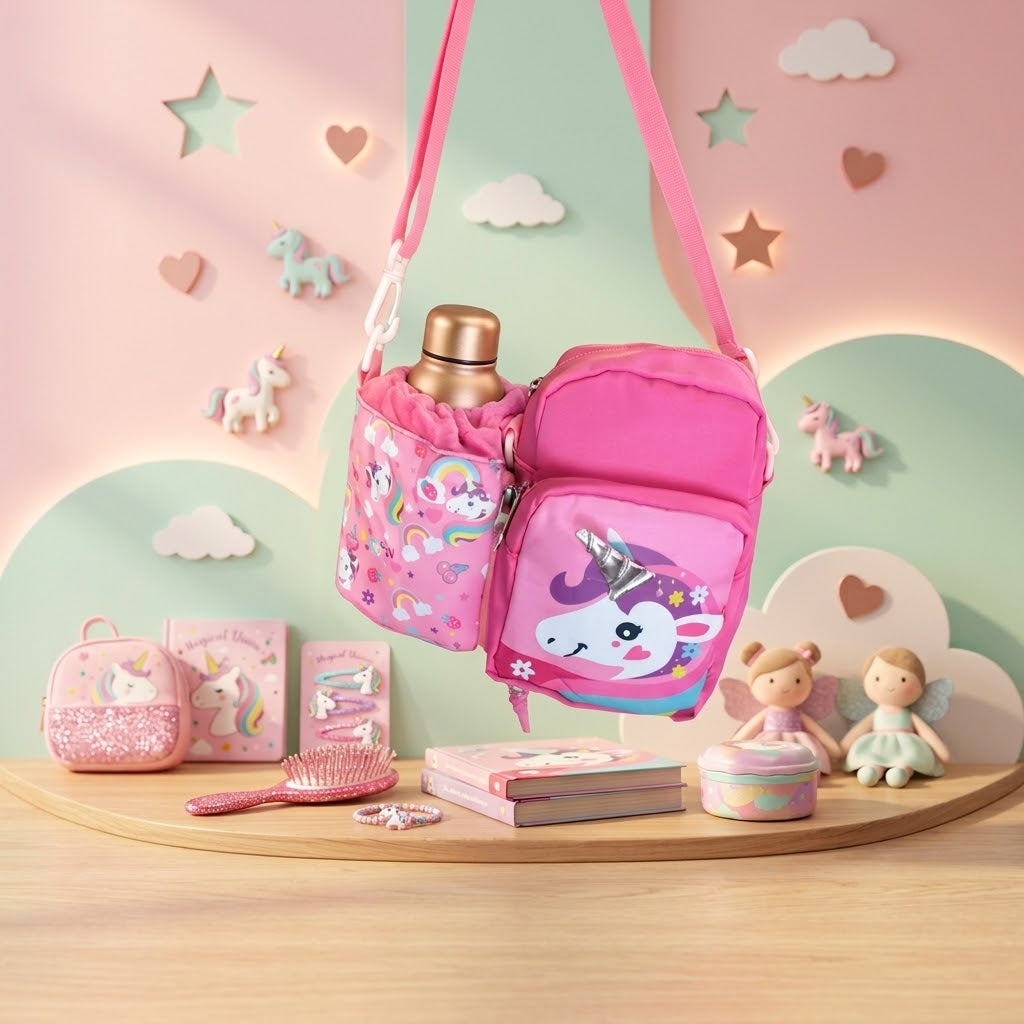 Unicorn Crossbody Bag With Dedicated Bottle Holder