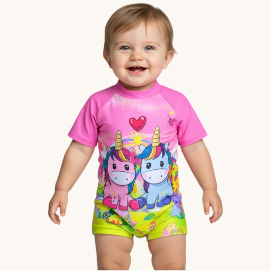 Unicorn Pink Rash Guard Swimsuit