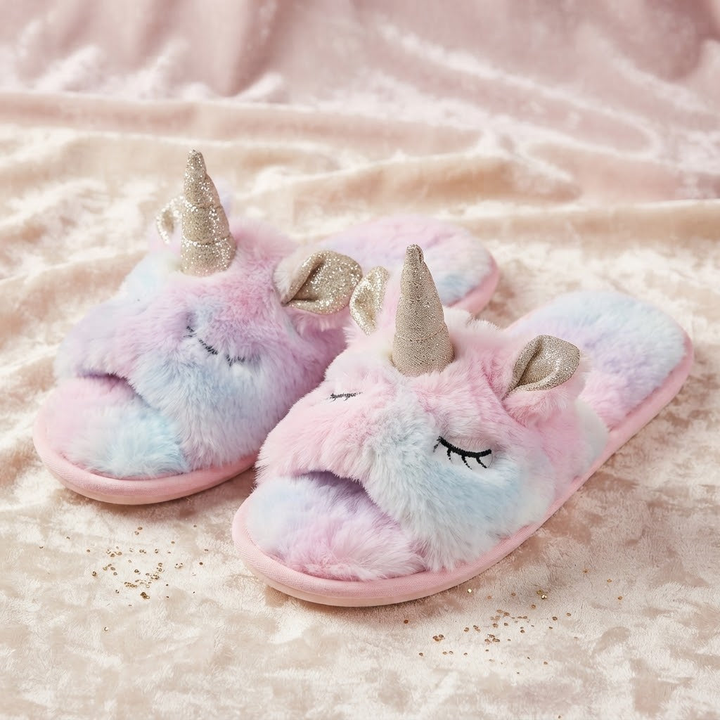 Unicorn Plush Slippers