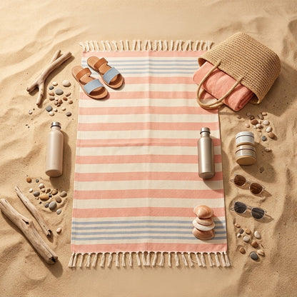 Striped Cotton Beach Mat