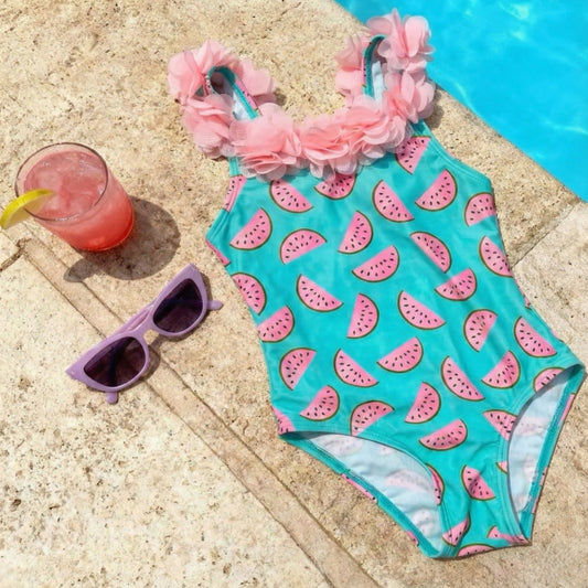 Watermelon Floral Turquoise Swimsuit