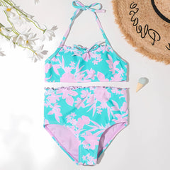 Leaves Pattern Turquoise Bikini