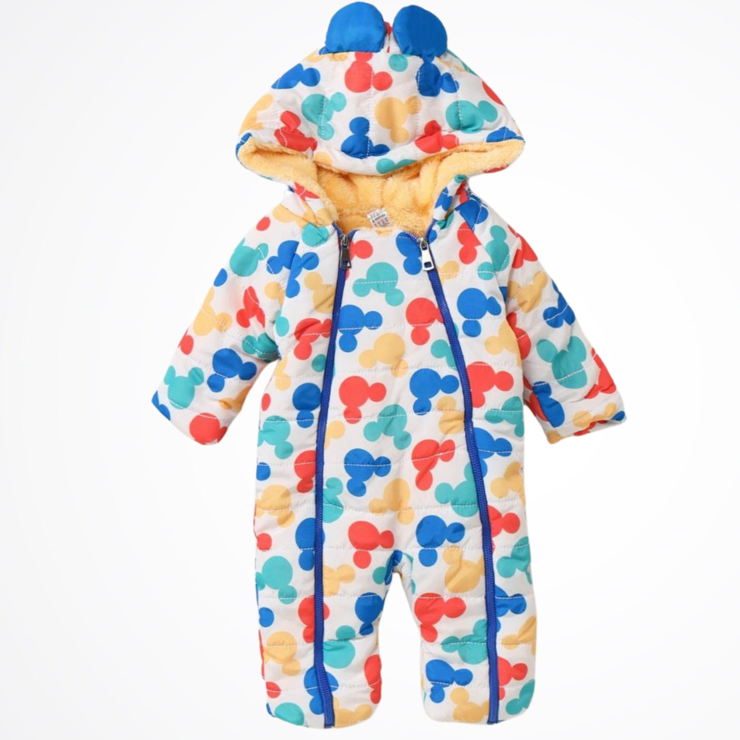 Mickey Mouse White Lined Puffer Hooded Rainsuit