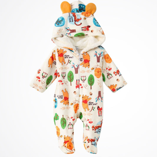 Winnie The Pooh Off White Fleece Hooded Onesies