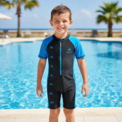 ATLETS Black/Blue Rash Guard Swim Set