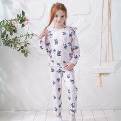 Stitch Pattern Light Pink Cotton Pants Pyjama Set