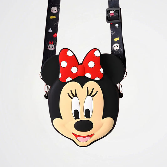 Minnie Mouse Face Black Crossbody Bag