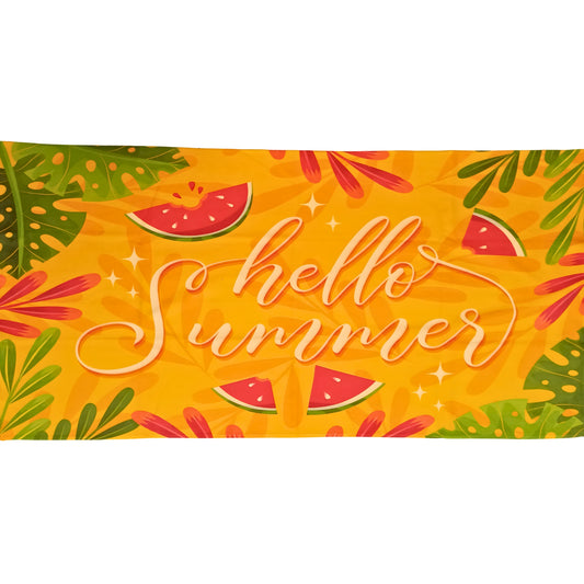 Hello Summer Yellow Microfiber Beach Towel