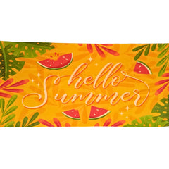 Hello Summer Yellow Microfiber Beach Towel