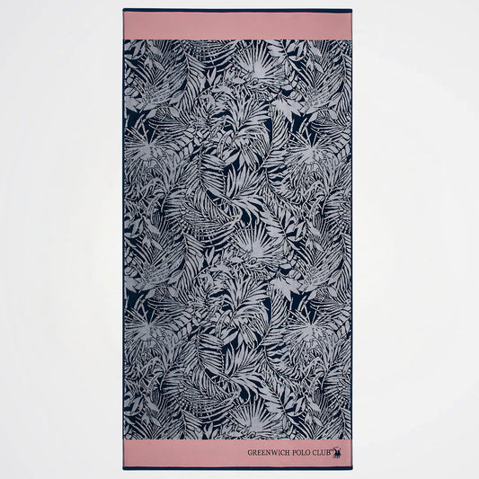 Greenwich Polo Club Navy Leaves Cotton Beach Towel