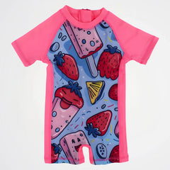 Ice Cream Pink Rash Guard Swimsuit