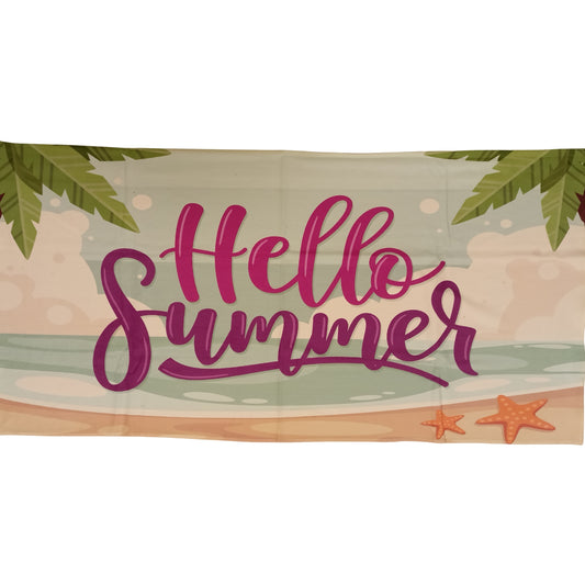 Hello Summer Purple Microfiber Beach Towel