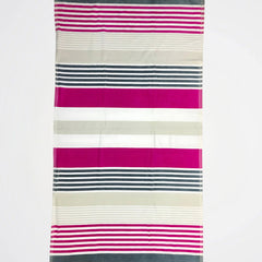 Basic Striped Fuchsia/Grey Cotton Beach Towel
