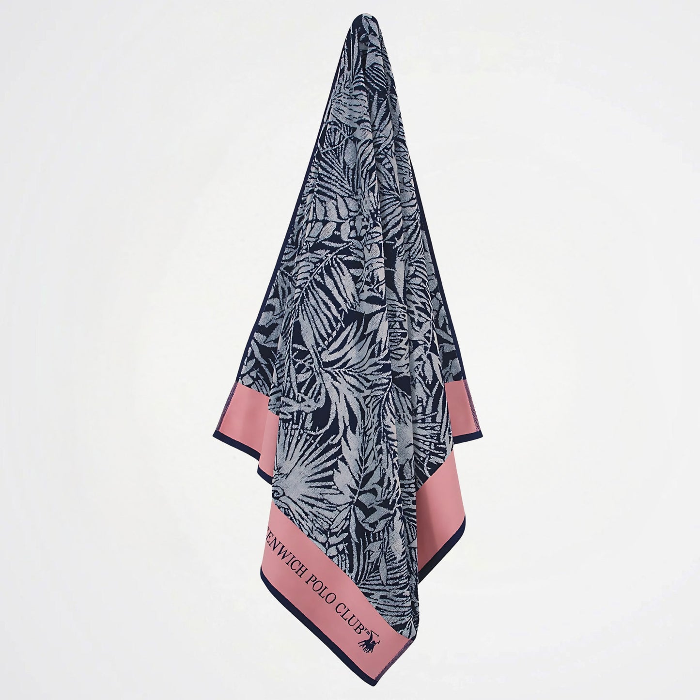 Greenwich Polo Club Navy Leaves Cotton Beach Towel