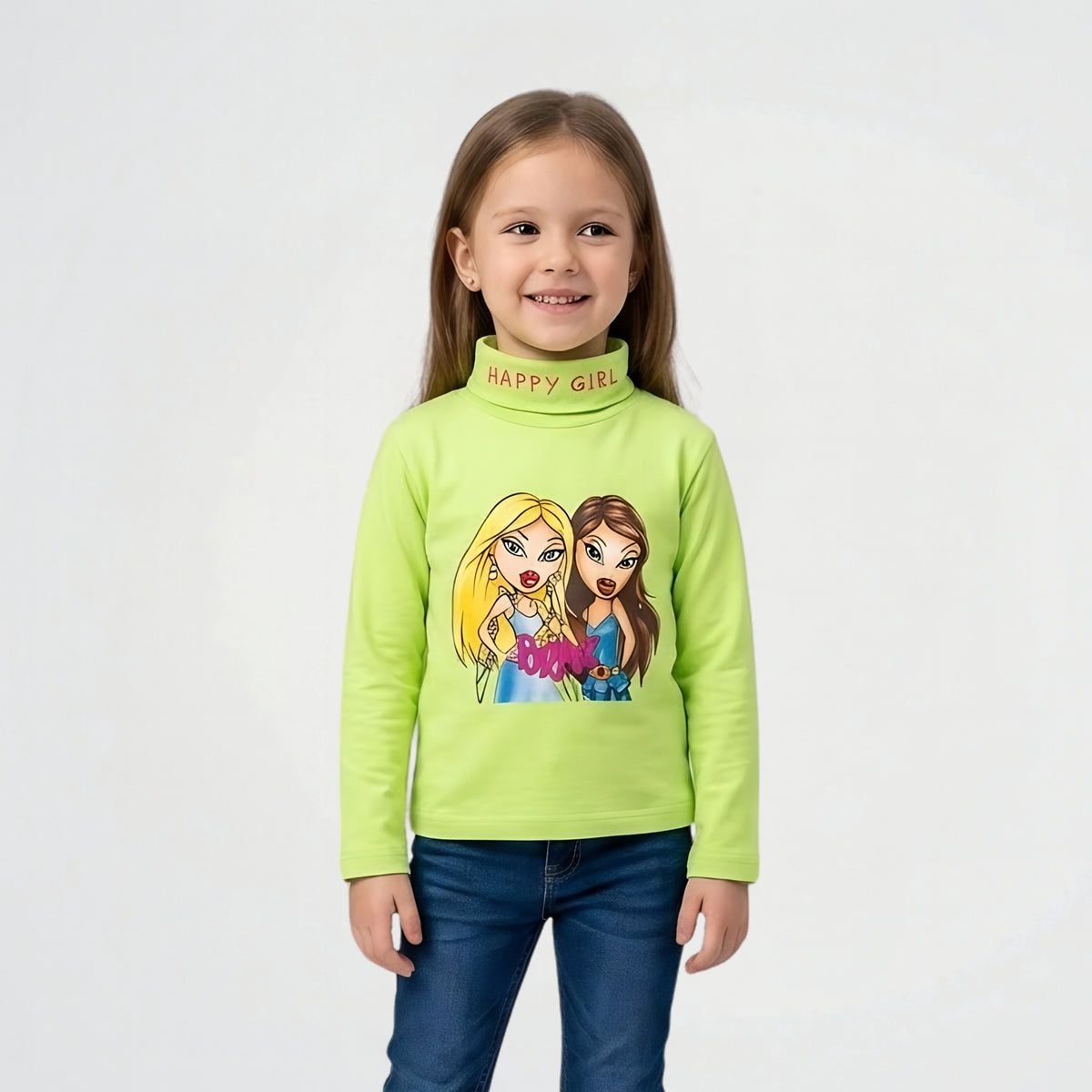 Barbie Green Fleece Roll Neck Pullover