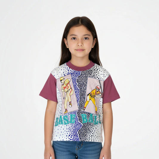 Base Ball Dark Fuchsia Cotton T-Shirt