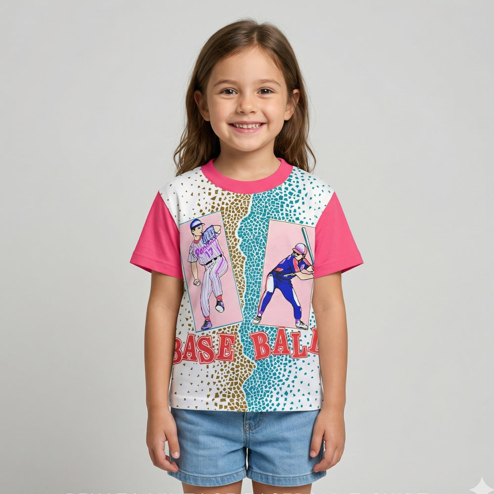 Baseball Pink Cotton T-Shirt