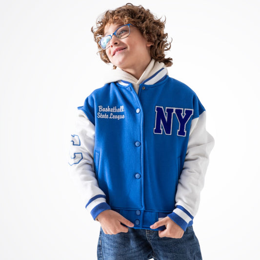 NY Blue Cotton Baseball Jacket