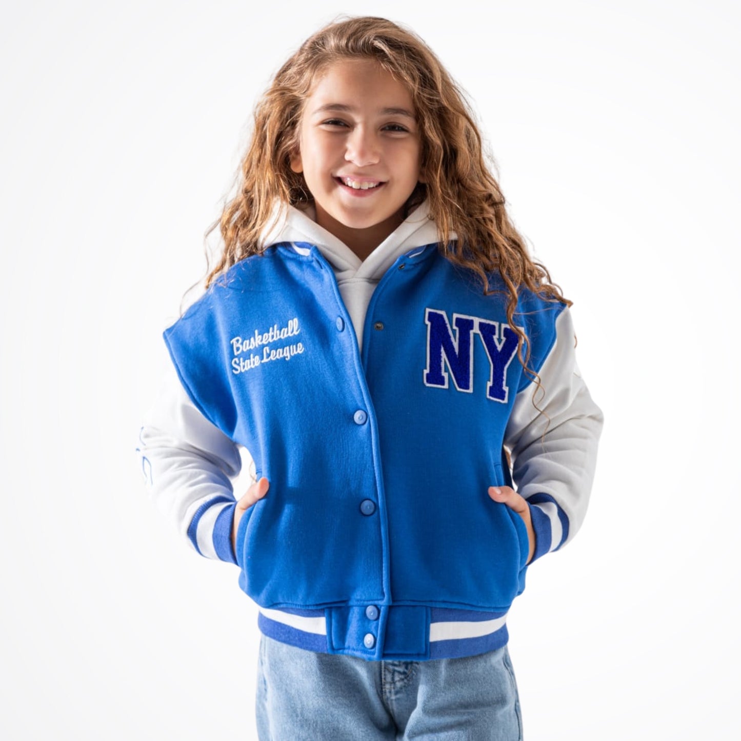 NY Blue Cotton Baseball Jacket