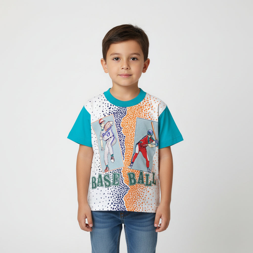 Baseball Blue Cotton T-Shirt