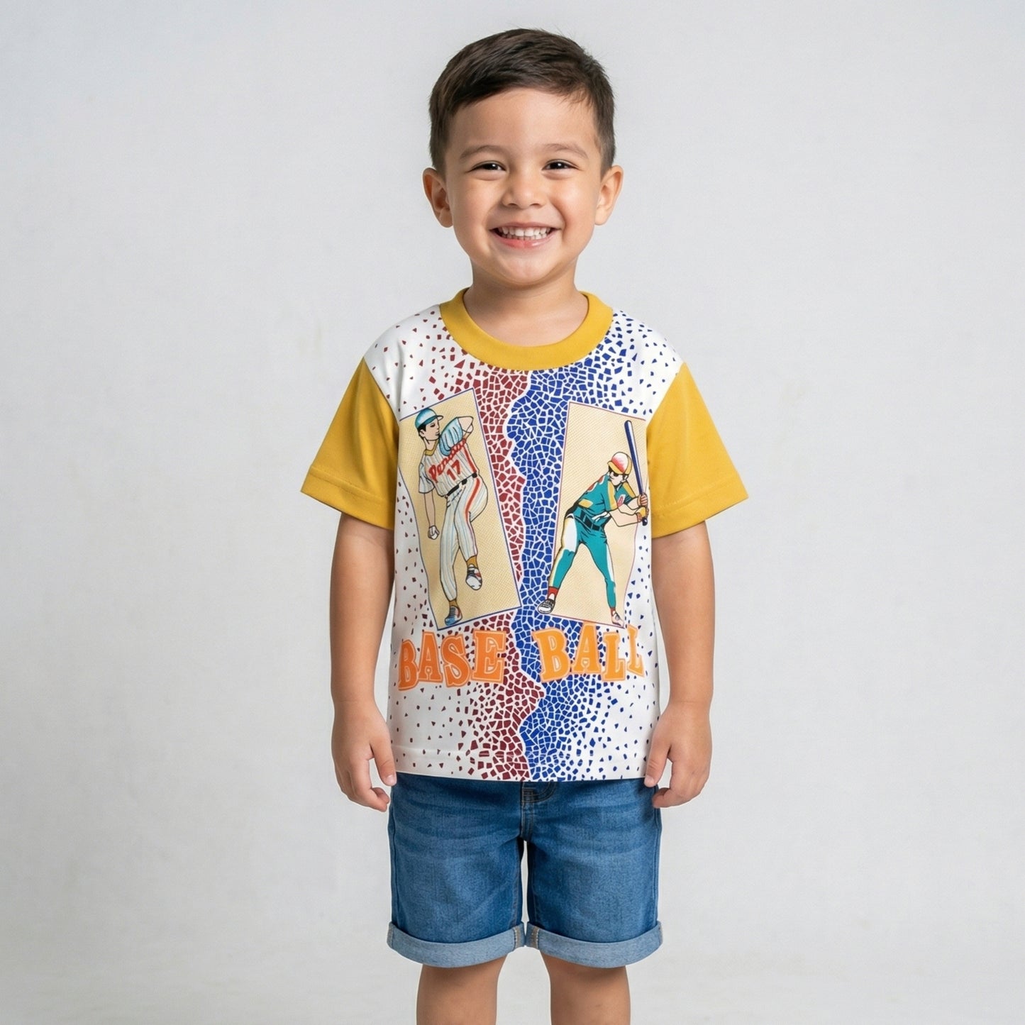 Baseball Yellow Cotton T-Shirt