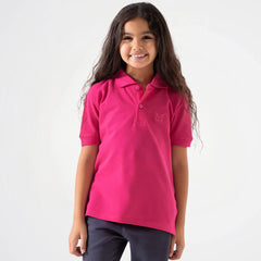 Basic Fuchsia Cotton Short-Sleeved Polo Shirt
