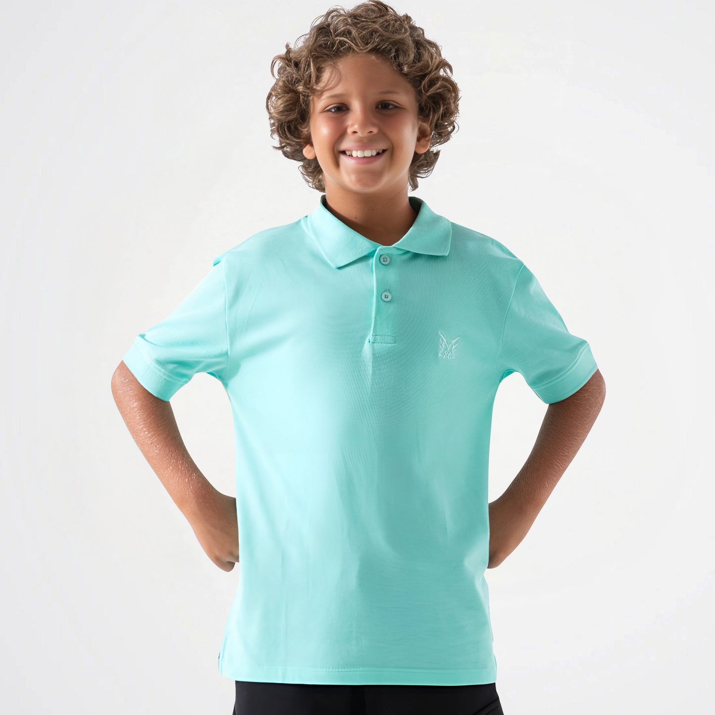 Basic Mint Green Cotton Short-Sleeved Polo Shirt