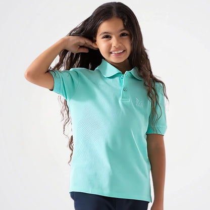 Basic Mint Green Cotton Short-Sleeved Polo Shirt