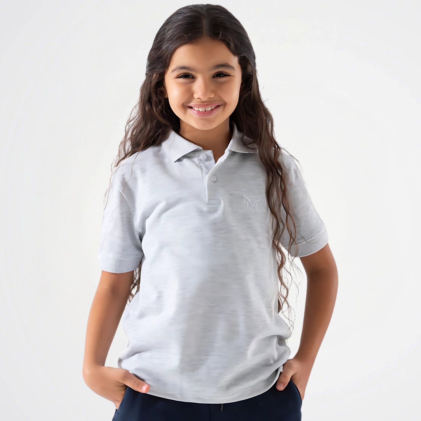 Basic Light Grey Cotton Short-Sleeved Polo Shirt