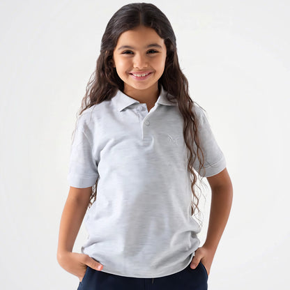 Basic Light Grey Cotton Short-Sleeved Polo Shirt