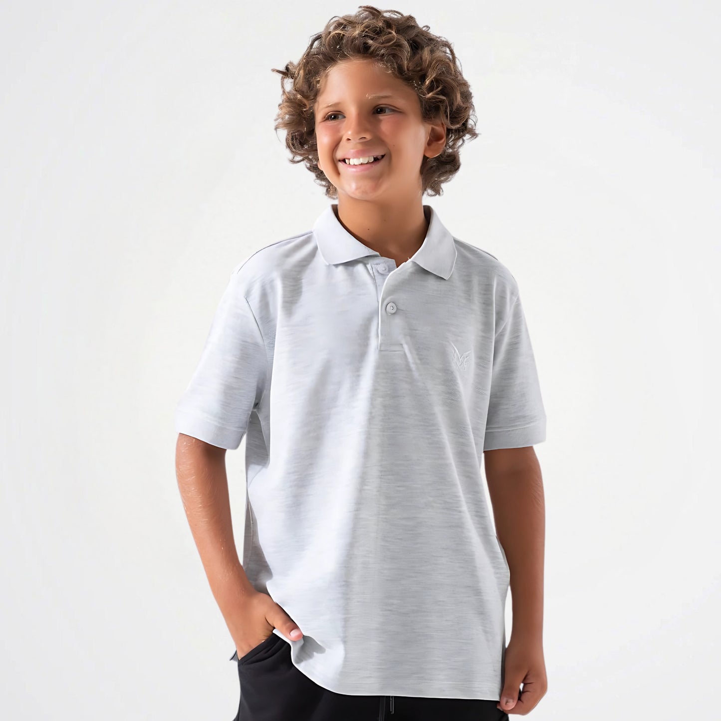 Basic Light Grey Cotton Short-Sleeved Polo Shirt