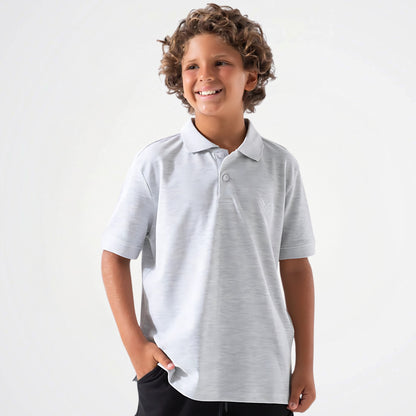 Basic Light Grey Cotton Short-Sleeved Polo Shirt