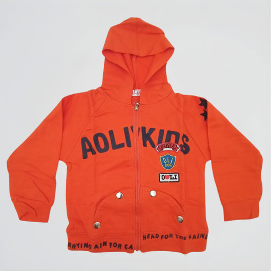 Basic Orange Cotton Zip Hoodie