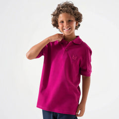 Basic Purple Cotton Short-Sleeved Polo Shirt
