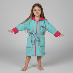 Basic Turquoise & Fuchsia Waterproof Swim Robe