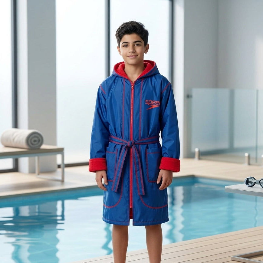 Basic Dark Blue & Red Waterproof Swim Robe