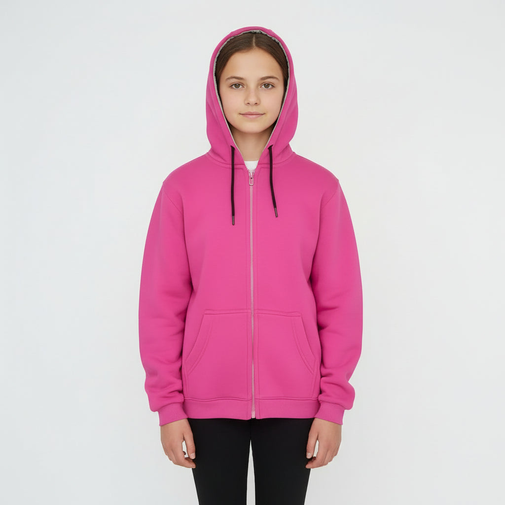 Basic Fuchsia Cotton Zipper Jacket