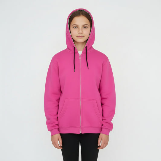 Basic Fuchsia Cotton Zipper Jacket