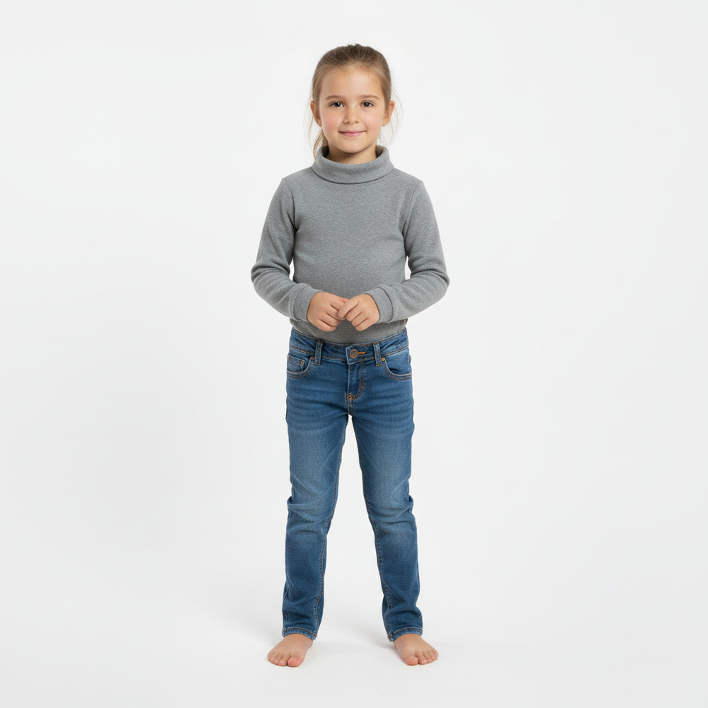 Basic Grey Fleece Roll Neck Pullover