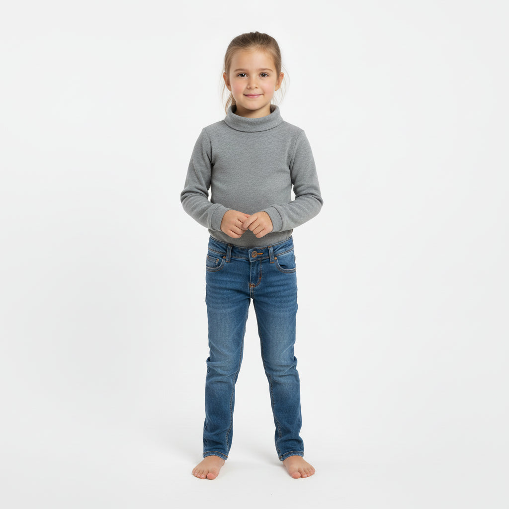 Basic Grey Fleece Roll Neck Pullover