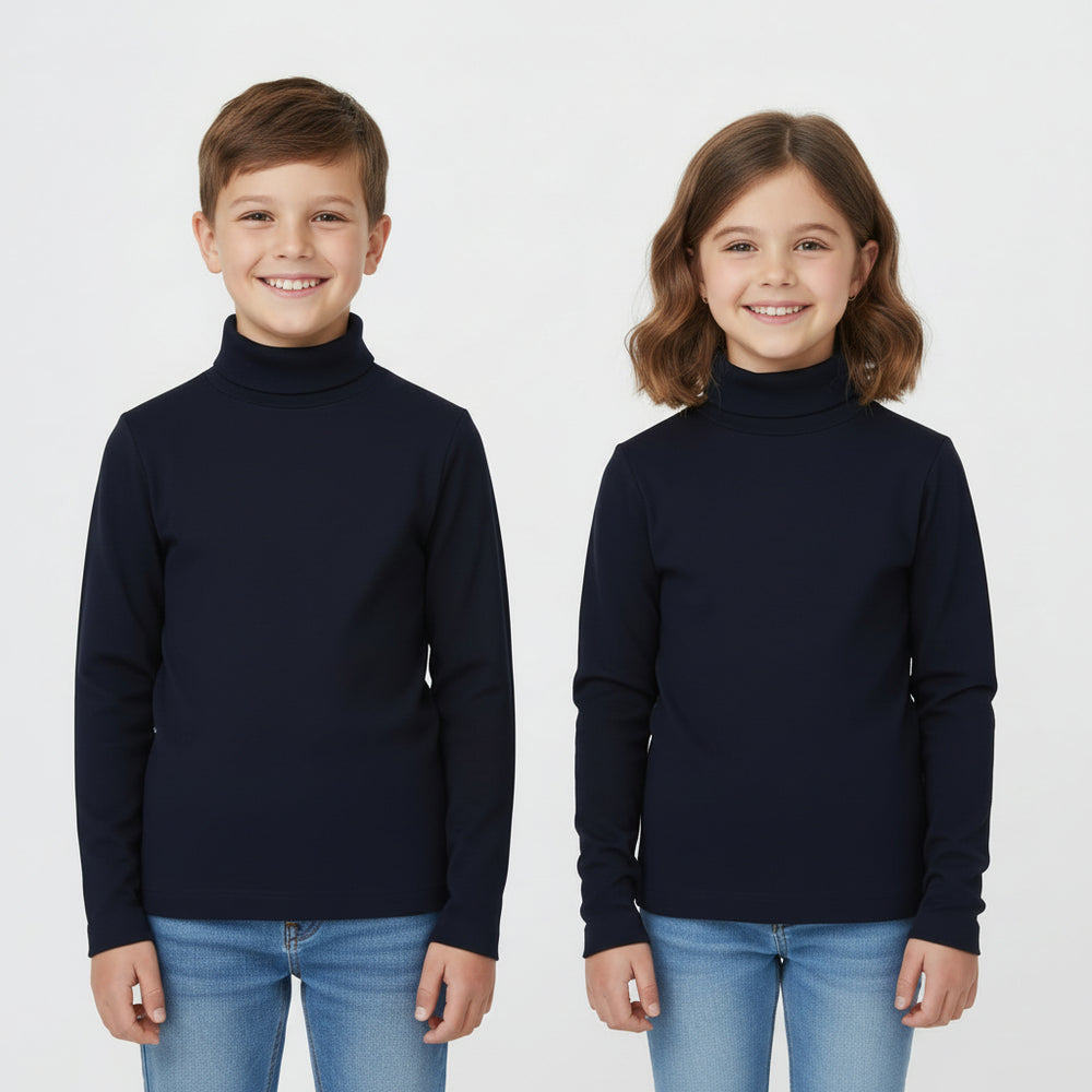 Basic Navy Cotton Roll Neck Pullover