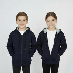 Basic Navy Cotton Zipper Jacket