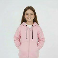 Basic Pink Cotton Zipper Jacket